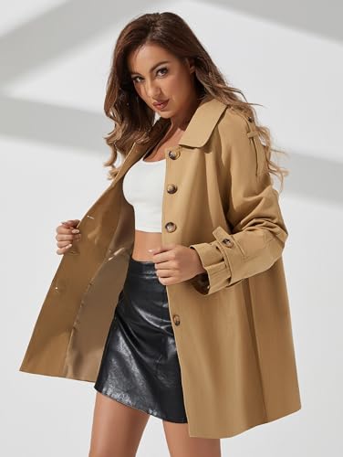 Women's Trench Coat Breasted Classic Lapel Overcoat Outerwear Coat Spring and Autumn loose Casual coat3