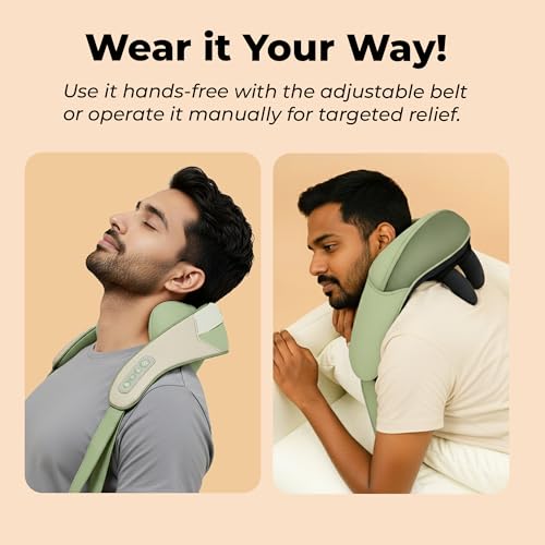 Image of Durafit91 Snap-On Neck Massager with Heat | Wireless Electric Neck and Shoulder Massager | Deep Tissue Vibration Massage Device for Pain Relief, Muscle Relaxation & Blood Circulation at Home & Travel