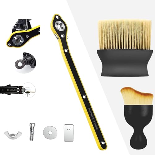Image of BK 10 IMPORT & EXPORT Labor Saving Hand Car Jack Wrench & Cleaning Brush Combo 2 Pcs Pack Detailing Soft Brush ?Fixed Ratchet | Wrench | Jack Ratchet Wrench