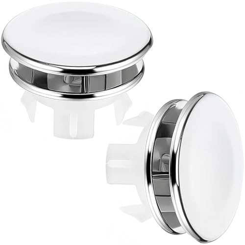 JYSNOW 2 Piezas Anillo de Desbordamiento de Fregadero, Embellecedor Lavabo Agujero, Redonda Embellecedor Rebosadero Lavabo, Tapa Rebosadero para Fregadero, Baño, Cocina (Plata)