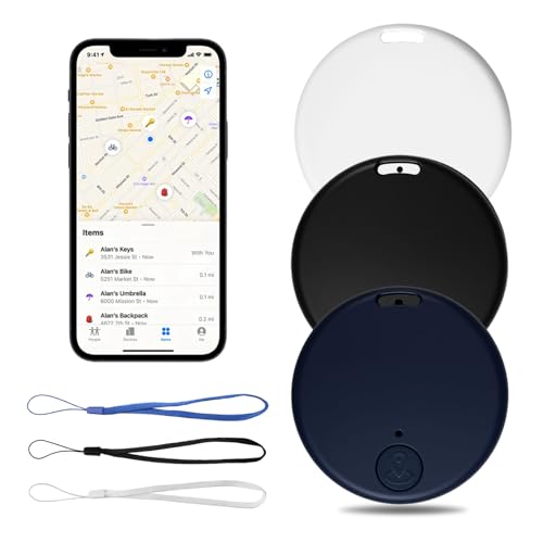 3Pcs Traceur GPS Bluetooth 5.2 Compatibles avec L'application Isearching iOS Et Android, pour Clés, Portefeuille, Animaux, Valise, Sac, Alarme Sonore, Portée 15m avec Cordon
