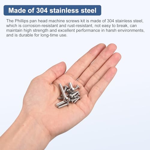 DTGN 50Pcs 1/4-20 Phillips Pan Head Machine Screws, 304 Stainless Steel 5/16", 1/2", 5/8", 3/4" - Image 4
