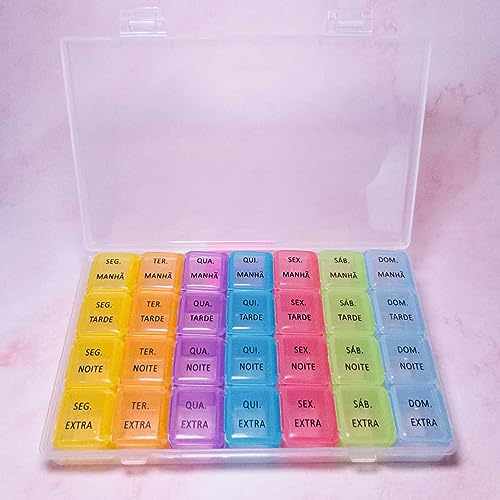 Porta Comprimidos Caixa Divisórias Estojo Remédio Suplemento Organizador Medicamento Vitamina