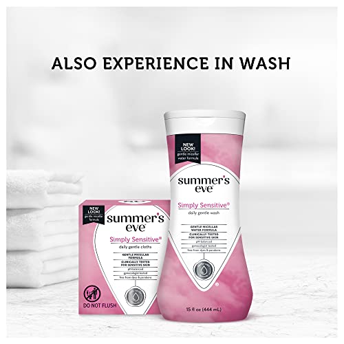 Summer’s Eve Simply Sensitive Daily Gentle Feminine Wipes, Removes Odor, Ph Balanced, 16 Count, 3 Pack #TOP4