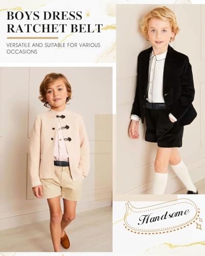 Coubeau Junge Ratsche Ledergürtel Easy Slid Automatische Schnalle Gürtel für Kinder Jungen Teenager mit Metallschnalle