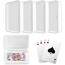 Blank Card Case, 4 Pack Clear Plastic Card Deck Box, Snaps Closed - Storage Box for Base Ball Trading Cards, Business Cards & More