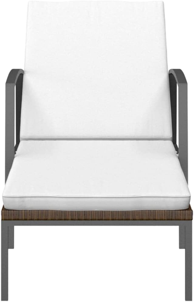 Patio Sun Lounger with Cushion,Outdoor Lounge Chairs,Garden Sunlounger,Beach Lounge Chair,Sunbathing Recliner,Backrest can be Adjusted in 4 Different Positions,for Beach,Patio,Backyard,Brown