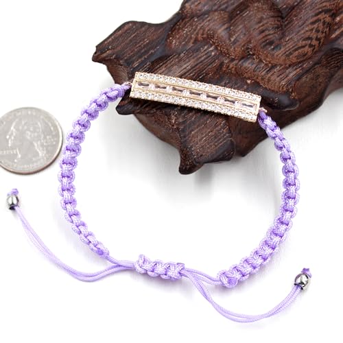 Image of Hand-woven String and Tennis Zircon Bracelet, Stylish Retro Adjustable Bracelet BFF Cubic Zirconia Crystal Women's Love Friendship Jewelry