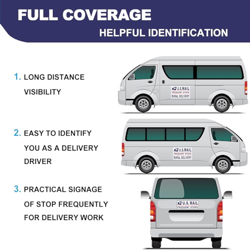 Image of 3 Pack Mail Magnetic Signs for Rural Carrier Car, Rural Route Magnet for Carrier Vehicle, Reflective Mail Delivery Driver Car Magnet Service Frequent Stops, Heavy Duty Waterproof (White-Mail-3 Pack)
