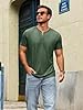 Runcati Men's Short-Sleeved Henley Shirt Summer Regular Fit Tops Men Crew Neck Plain Basic Shirt Casual Tee Tops with Button Placket, Army Green, XXL #3
