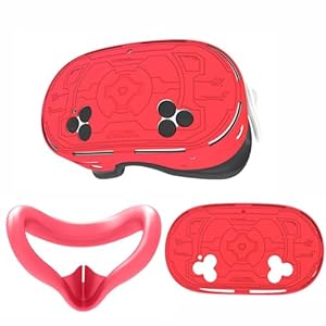 Suitable for Meta Quest 3S Silicone Mask and Headset Cover Protective Full-Cover Shading Sweat-Proof Skin-Friendly for Quest 3S Accessories(Red)