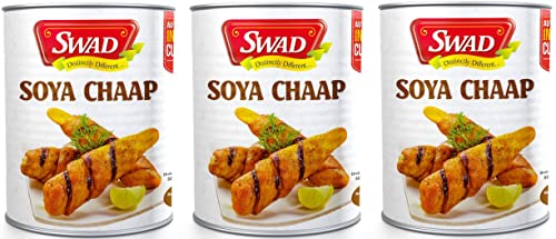 SWAD Canned Soya Chaap in Brine 850g (Pack of 3) | High Protein Vegan Food | Gluten Free Ready to Cook Soya Chaap | Perfect for Curry, Tandoori Tikka, BBQ, Grill & Snacks