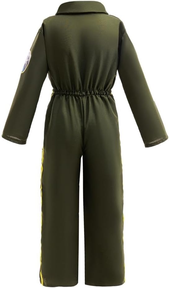 Dressy Daisy Boys Fighter Pilot Costume Air Force Jumpsuit Kids Howleen Dress Up Career Pretend Day Play Outfit 5-12 Years - Image 2