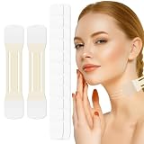 LUSTRIB 22pcs Neck Tape Lifting Invisible - Instant Neck & Face Lift Strap Patch Tightening Tapes (2 High Elastic Pull Strips + 20 Replacement Patches) - Breathable Skin Tone Bands for Instant Lift