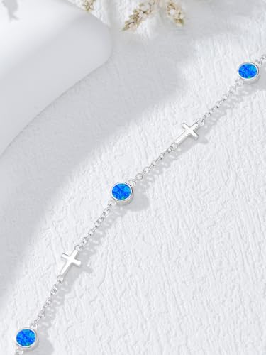 Image of Dorunmo Ankle Bracelet for Women 925 Sterling Silver Natural Stone Bracelet Anklet Summer Beach Jewelry Birthday Gifts for Mom