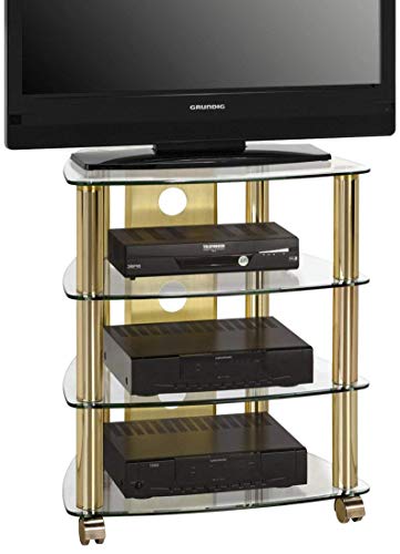 MAJA-Möbel 1609 9978 TV- HiFi-Rack, Messing - Klarglas, Abmessungen BxHxT: 60 x 72 x 46,5 cm