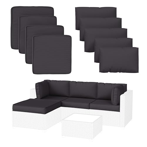 Pakunoda 9 Pack Patio Cushion Covers Outdoor Furniture Cushion Slipcovers Replacement Waterproof with Zipper for 5 Pcs Patio Furniture Set, Covers Only, Grey