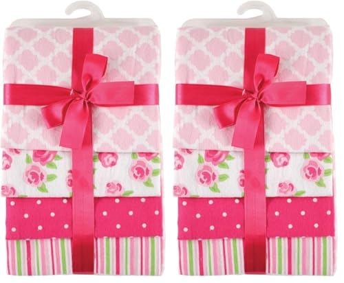 Image of Hudson Baby Unisex Baby Cotton Flannel Receiving Blankets, Pink Rose, One Size (Pack of 2)