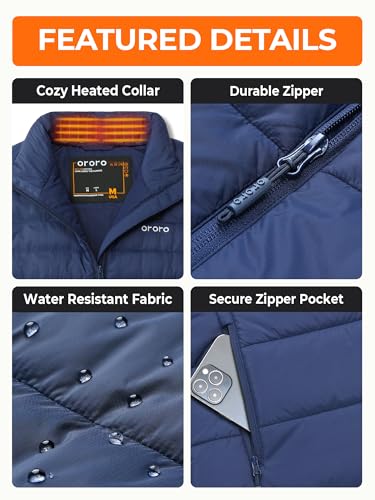 Chaleco Calefactable Hombre ORORO Batería Ropa Térmica Ligera 5