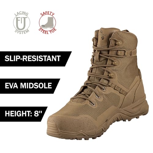 Image of Altama Unisex Raptor 8'' Lightweight Slip-Resistant Safety Toe Boots | Rapid-Lacing System, Tactical Work Shoes