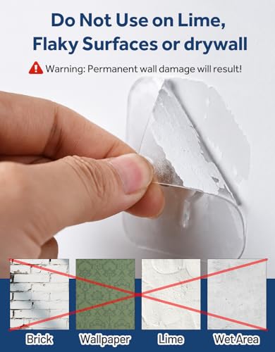 Image of 30 Pcs Adhesive Picture Hooks, 20 Ibs Load Heavy Duty Self Adhesive Wall Hooks for Hanging, Waterproof Picture Hangers Without Nails for Bathroom Kitchen, Transparent Sticky Hooks for Frames