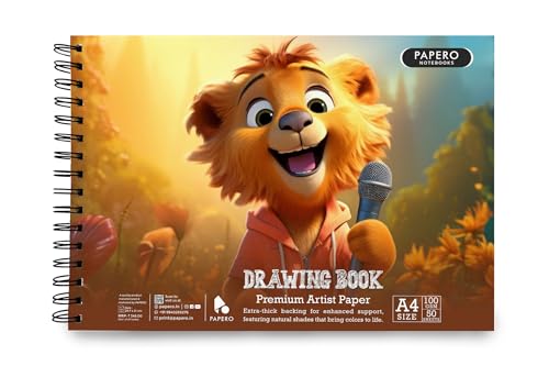 Image of PaperO A4 Sketch Book for Drawing | 100 GSM Thick Paper | 100 Pages | Spiral Wire-O Bound | Art Sketching for Artists, Kids & Adults | Simba Cover Design