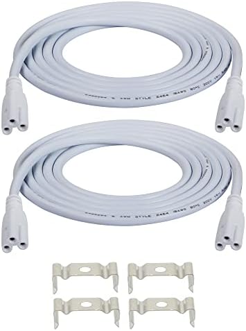 SinLoon UL-LP Certification T5 T8 LED Lamp Connecting Wire Ceiling Lights Daylight LED Integrated Tube Cable Linkable Cords for LED Tube Lamp Holder Socket Fittings with Cables(6.5FT/2M,2-Pack)