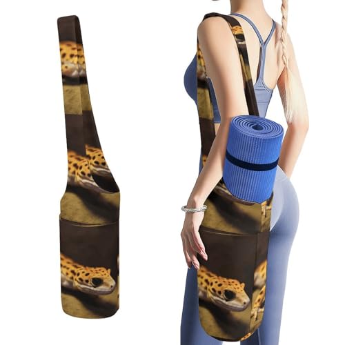 Sac de rangement pour tapis de yoga en toile durable motif léopard Little Gecko