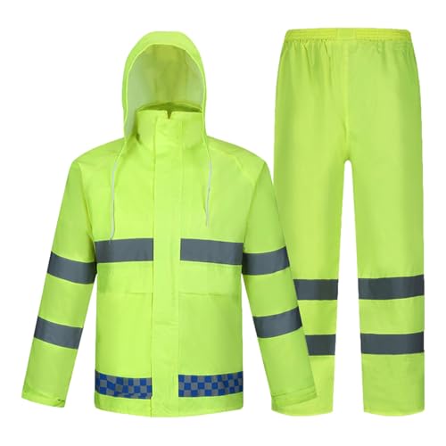 Mwkbbn Waterproof Rain Suit,Wear-Resistant Lightweight Rain Jacket with Reflective Strips | High Visibility Defender, Comfortable Pants for Night, Road, Outdoor