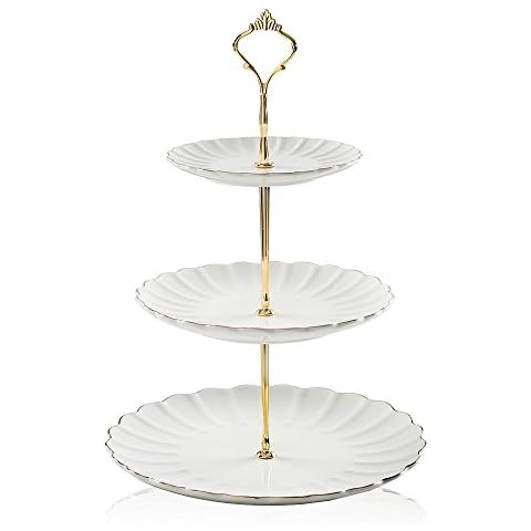 Sweejar Home 3 Tier Ceramic Cake Stand Cover
