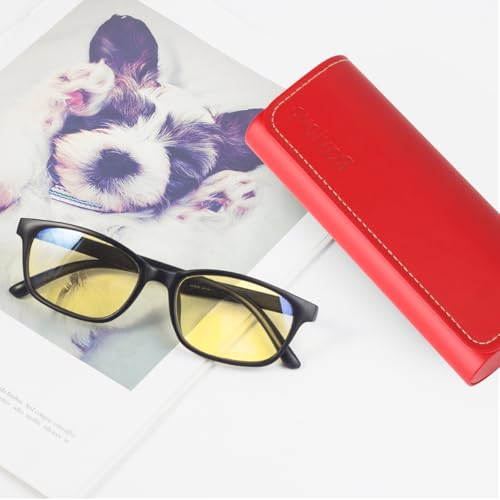 Image of RayLove Hard Shell Glasses Case, Lightweight Leather Eyeglass Case, Travel-Friendly Sunglasses Protector for Men & Women
