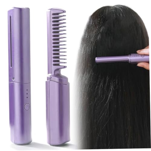 Cepillo alisador de cabello inalámbrico mini 7 pulgadas púrpura miniatura 1