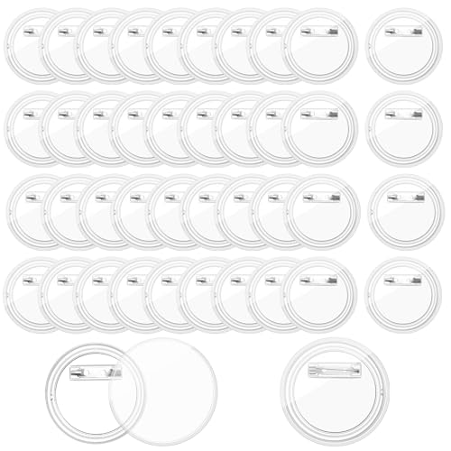Bignc 1.7 Inch Clear Acrylic Button Pins - 40 Pack DIY Custom Design Buttons Pin Backs & Blanks for Sublimation Crafts Photo Badges for DIY Gifts & School Projects Teams Events Badges