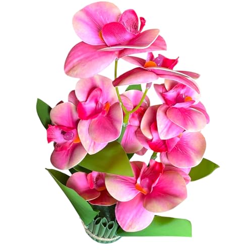 Image of Garden Art Pack of 1 Artificial Phalaenopsis Orchid Bonsai Bunch, 6 Heads, 9 Flowers, 31cm GAAPHOB-6H-31PH (Peach Shaded)