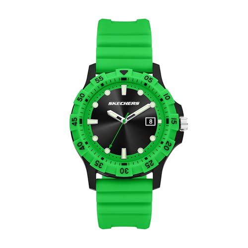 Skechers Glen Oaks SR5289 Montre trois aiguilles verte en silicone