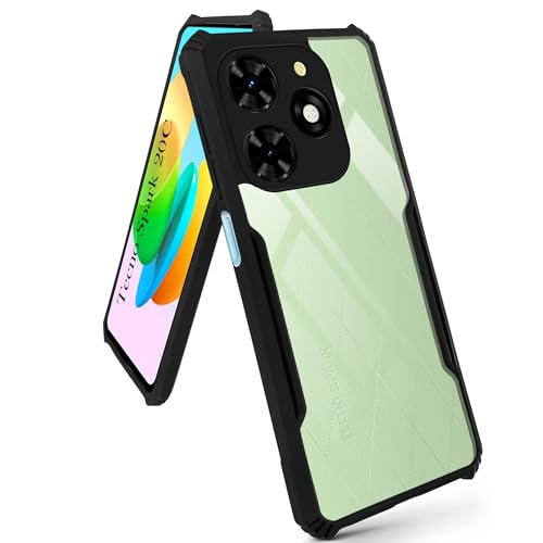 Image of Jkobi Back Cover Case for Tecno Spark 20C (Shockproof with Polycarbonate Clear Panel | Professional Black)