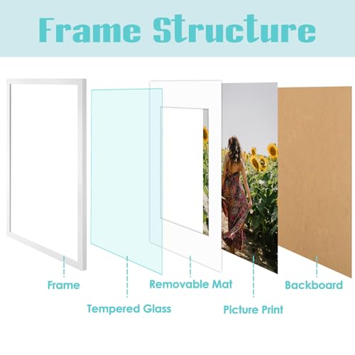 Image of Frametory, 16X24 Picture Frame Display 12X18 with Mat or Without Mat, Horizontal or Vertical Wall Poster Frame with High Definition Glass, Wide Molding, Perfect for Home Decorate (White, 2 Pack)