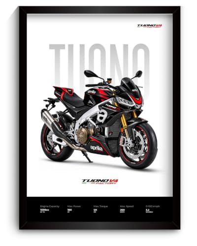 Image of Aprilia Tuono V4 Poster | Superbike Aprilia Tuono V4 Framed Poster | Framed Matt Superbike | Bike Posters A3 Size (31 x 23 cm) | Motorrad Bikes Posters for Wall, Home, Bedroom, Living room decoration (F 199)