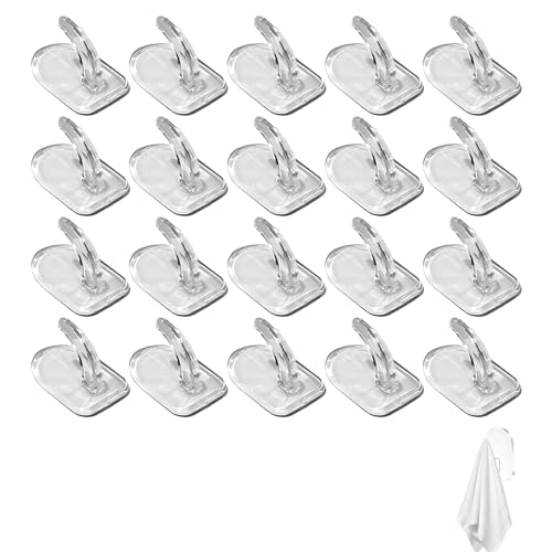 20 Stück haken selbstklebend klein klebehaken transparent stark selbstklebende haken zum kleben Handtuchhalter wandhaken Ohne Bohren transparente Handtuchhaken Kleiderhaken für Küche/Badezimmer/Büro