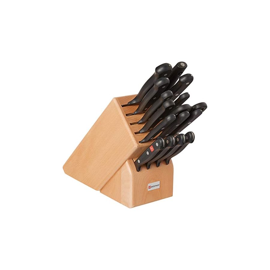 Wüsthof Gourmet Knife Block Set, One Size, Beechwood Block, Stainless Knives