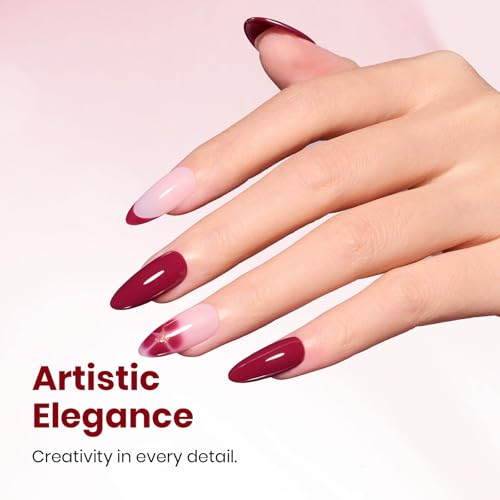 Image of Beetles Burgundy Red Gel Polish - 15ML /0.51Fl Oz, Burgundy Dark Red Gel Nail Polish, Soak Off UV LED Lamp Wine Color Fall Nails Art, Long-Lasting Manicure Salon DIY Home
