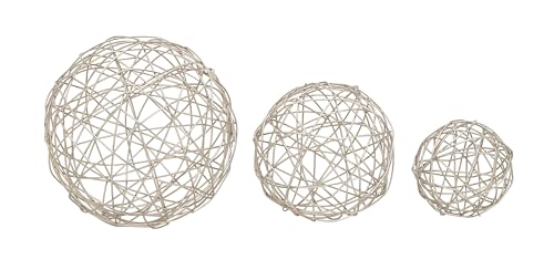 Set de 3 figuras decorativas geométricas de metal plateado miniatura 2