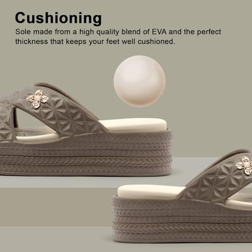 Image of ICONIC Women Sandals with Super Soft Insole | Ergonomic Footbed | Lightweight | Platform Heel | Cushioned Sole | Suggested by Doctors l Latest, Stylish and Trendy Slip-On for Girls and Ladies