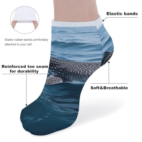 5 Pairs of Cotton Ankle Socks for Women Men Whale Shark Low Cut Socks for Running Hiking No Show Athletic Sock3