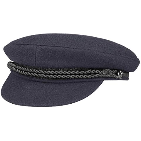 Hammaburg Elbe Sailor Fisherman´s Cap Men | Made in the EU sailor´s flat hat with peak, lining, lining Summer-Winter | 61 cm blue Cover