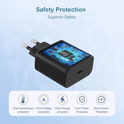 45W USB C-Oplader Snellader, Super Fast Charger Voedingsadapter met 2 m 5A Oplaadkabel Snellaadkabel voor Samsung Galaxy S25 S24 S23 S22 Ultra/Plus S21 S20FE Note10+, A72 A55 A54 A53, Tab S9 S8 S10 - Afbeelding 6