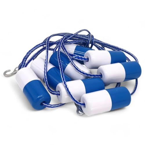 FibroPool Floating Pool Safety Rope - 20 Foot - Adjustable Length Lane Divider With Hooks for...