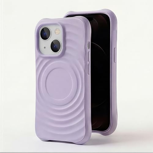Image of amazon basics Shockproof Case for iPhone 14 | Ripple Pattern | Camera Protection | Protective Cover with Enhanced Grip & Wireless Charging Support - Light Purple