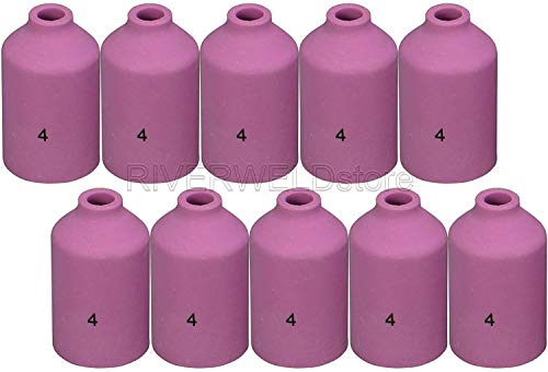Image of RIVERWELD TIG Gas Lens Alumina Nozzle Ceramic Cups 54N18 4# 1 /4 inch 6.5mm for DB PTA SR WP 17 18 26 TIG Welding Torch Pack of 10