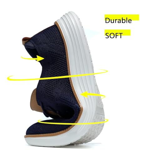 Luogoks Mens Oxfords Lace-Up Lightweight Casual Walking Shoes Fashion Sneakers Walking Shoes Blue thumb #5